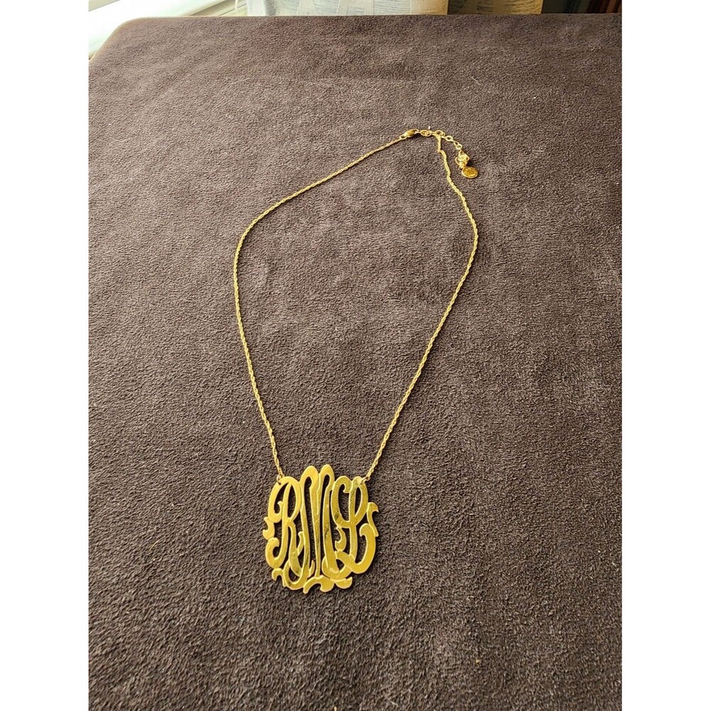 Moon and Lola Gold Interlocking Script Monogram Necklace - Initials RML